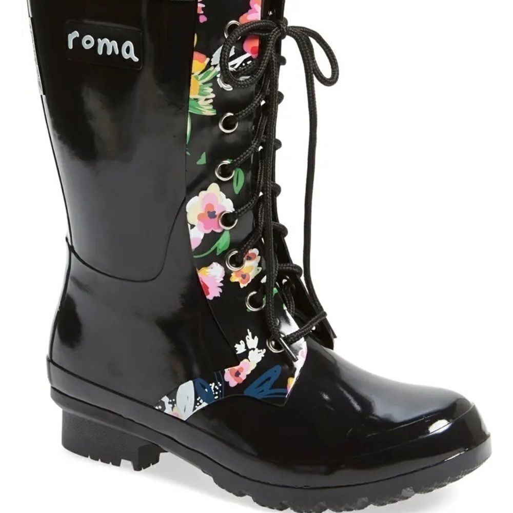 Roma Epaga' Floral Rain Boot size 8